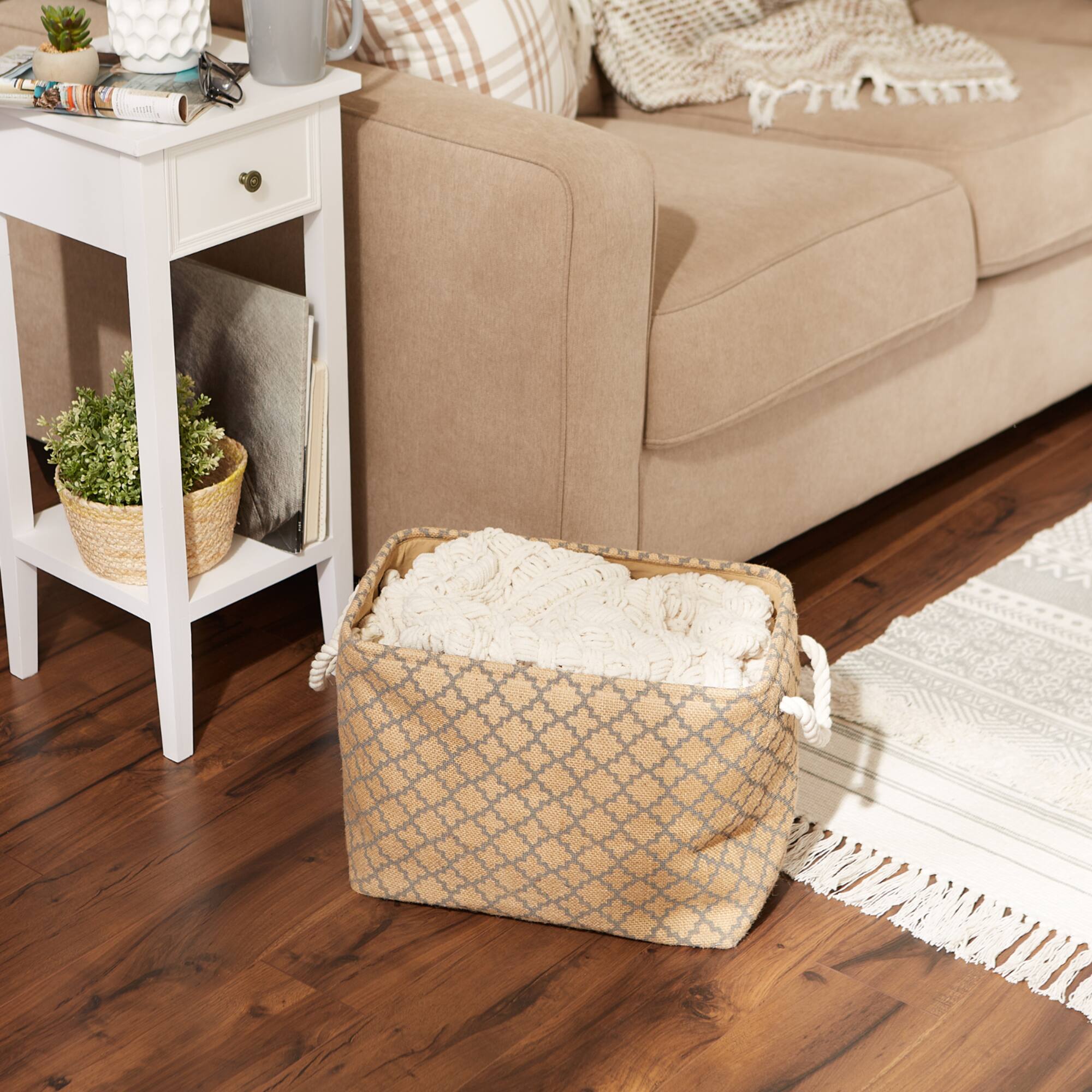 DII® Large Lattice Rectangle Burlap Bin